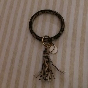 Pink Lily Leopard Bracelet Key Ring